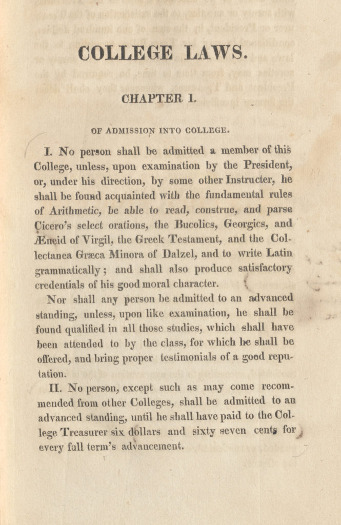 College Laws printed on a page in a book.